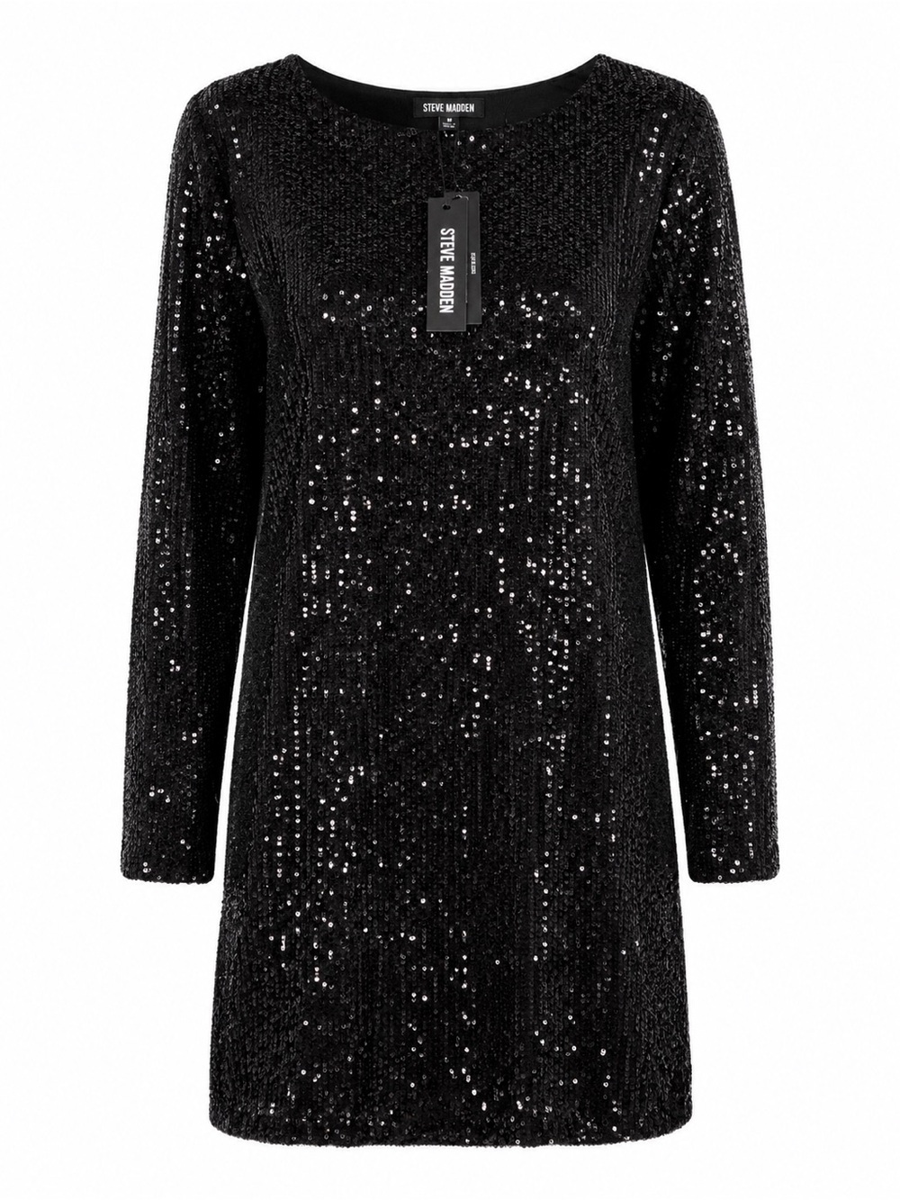 NWT STEVE MADDEN LONG SLEEVE BLACK SEQUIN SPARKLEA DRESS